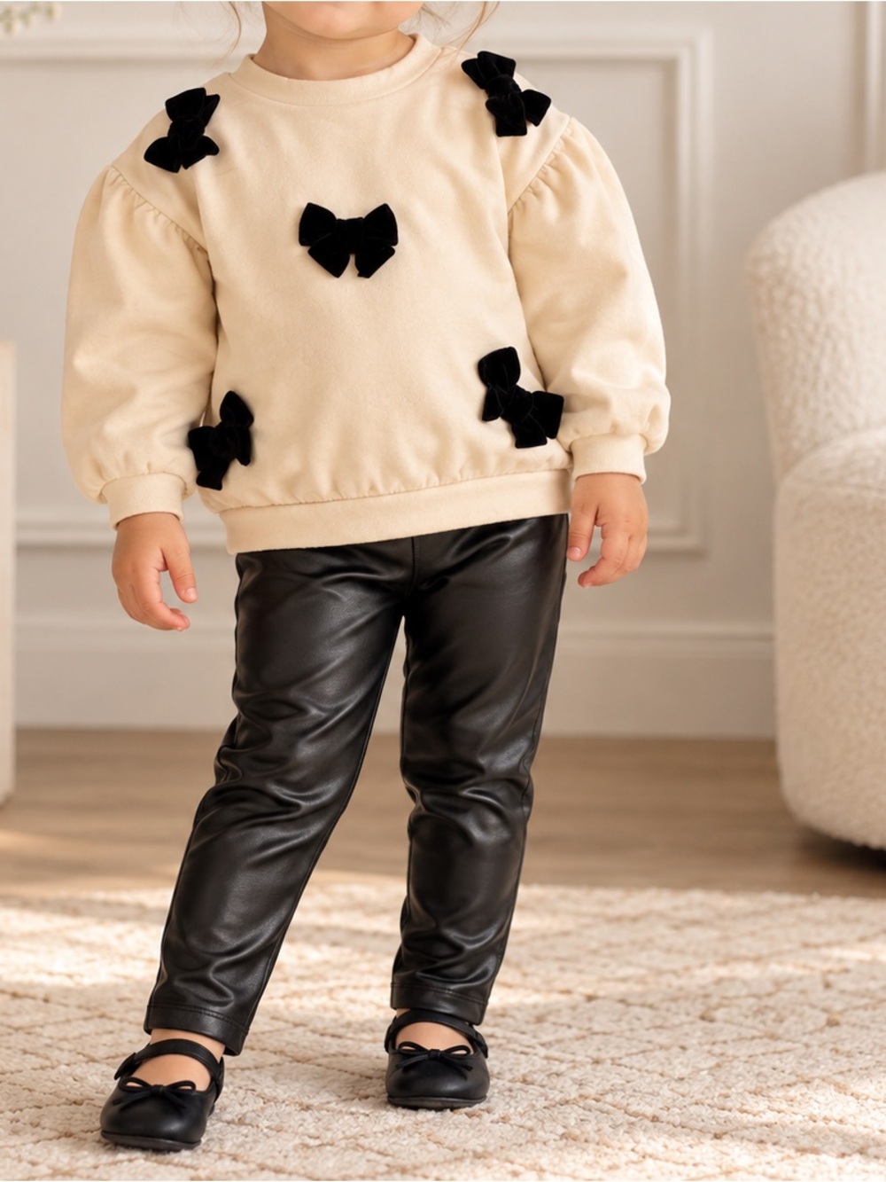 Nicole Miller Baby Girl 24M Bow Top Faux Leather Leggings Outfit Set
